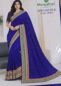 Elegant Embroidered Purple Saree