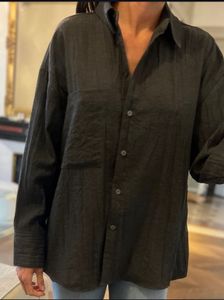 Zara Dark Grey Textured Button-Up Shirt