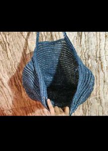 Blue Woven Tote Bag