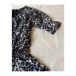 Chic Leopard Print Sheer Sleeve Top