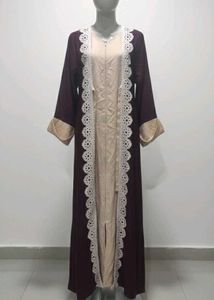 Elegant Maroon & Gold Abaya