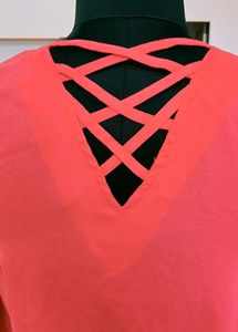 Coral V-Neck Blouse