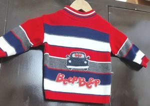 Red Woolen Winter 2Pcs Set For Baby 3-6 Month
