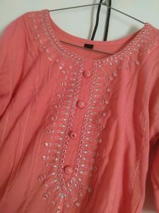 Peach Light Pink Kurta For Girls