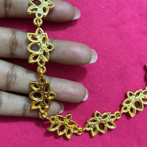Elegant Red Stone Lotus Necklace &amp; Earring Set