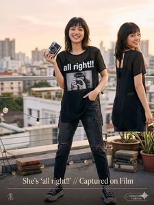 Cool Graphic T-Shirt with "all right!!" Print