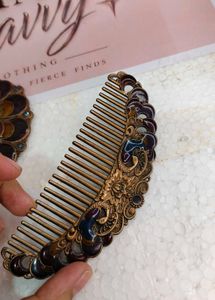 Vintage Peacock Mirror and Comb Set