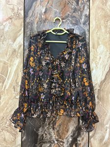 Vintage Floral Ruffle Blouse+combos
