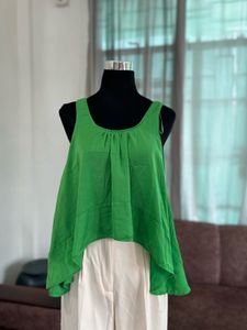 ZARA Vibrant Green Sleeveless Flowy Top