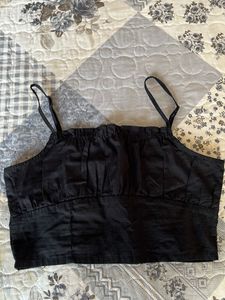 Black Crop Top with Straps Size Eur 32