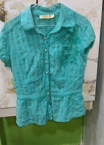Beautiful Teal Embroidered shirt