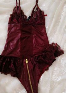 Ann Summers Burgundy leather Bodysuit