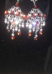 Stunning Orange &amp; Silver Dangle Earrings