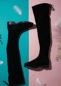 Chic Black Suede Over-the-Knee Boots