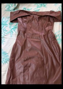 Chic Off-Shoulder Faux Leather Mini Dress
