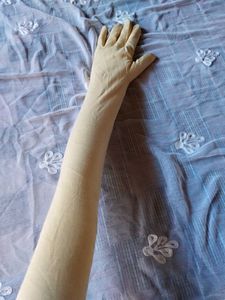 Long Beige Opera Gloves