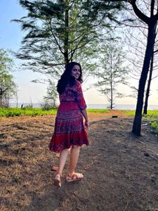 Red Boho Tiered Mini Dress