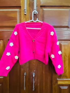 Cute Pink Floral Cardigan Sweater