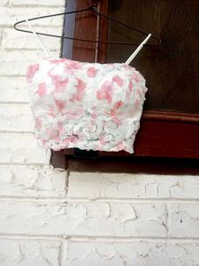 Padded  White Floral Crop Top