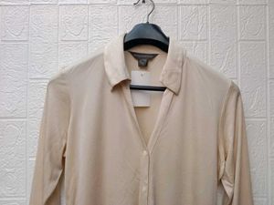 New With Tag Korean Elegant Beige Button-Down Shir