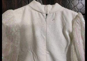 Sparkling White dress with Floral Embellishments