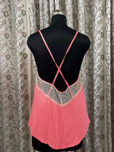 Cute Pink Lace Trim Camisole