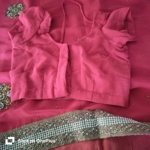 light weight rani colour beautiful saree