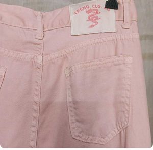 Pink Wide Leg Denim Jeans
