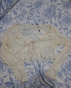 Vintage Cream Lace Tie-Front Top
