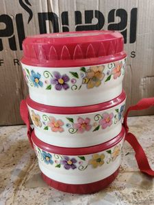 3-Tier Floral Design Lunch Box / Tiffin 🌸