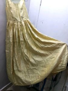 Elegant Gold Brocade Ethnic Gown