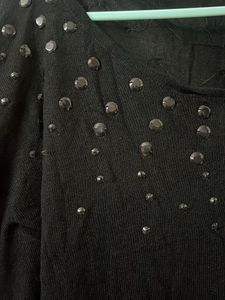 Black CODE butterfly Top With Sequins