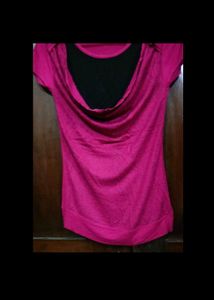Chic Pink &amp; Black Lace Detail Top