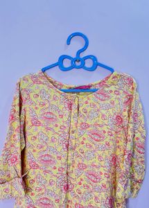 Yellow Floral Print Kurta