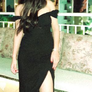 h&m Elegant Off-Shoulder Black Midi Dress