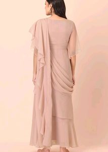 Indya Embroidered Pre Draped Mauve Saree