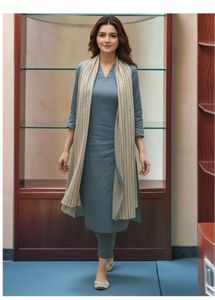 Elegant Blue Kurta Set with Scarf