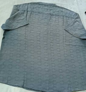 Men's Teal Textured Band Collar Shirt