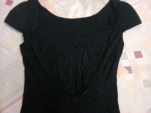 NAVY DARK BLUE Sparkly Black Short Sleeve Dress