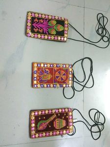 Handmade Embroidered Phone Pouches (Set of 3)