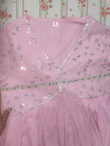 Elegant Pink Sequined Kurta