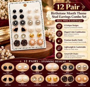 Set of 12 Pairs Stud Earrings