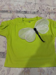 Lime Green T-Shirt with Butterfly Applique