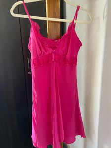 Vibrant Pink Lace Trim Babydoll Nightie