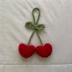 Heart bag charm crochet