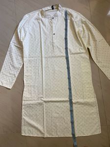 Men's Light Yellow Printed Kurta
