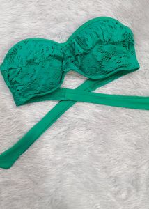 Green Schiffli Frill Style Padded Bikini Top