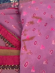 Designer Chiffon Saree,  Real Bandhni With Mukaish