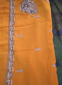 Orange Embroidered Saree