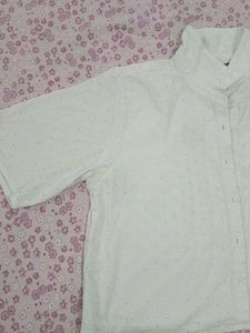 White Dotted Short Sleeve Shirt